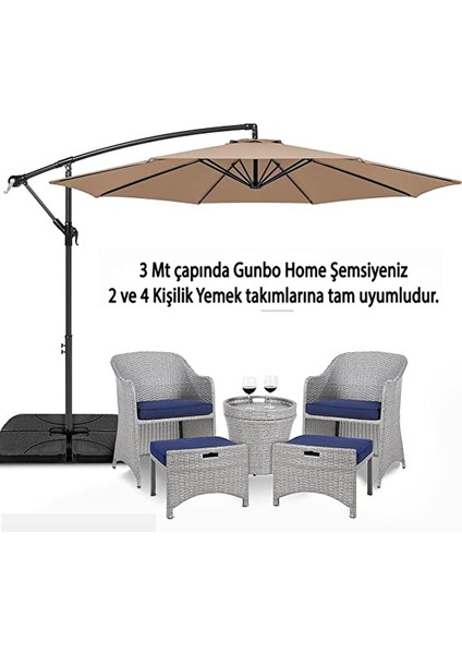 3 mt 8 Kaburga Full Demir 21 kg Bej Bahçe Şemsiyesi Full Set Havuz Şemsiyesi Büyük Şemsiye