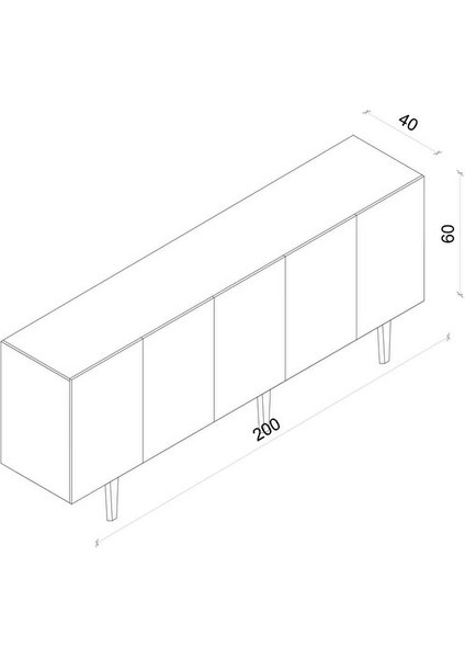 Capella Mdf 5 Kapaklı Raflı Ahşap Ayaklı 200 cm Konsol (200X80X40 Cm) Kumtaşı indirimleri