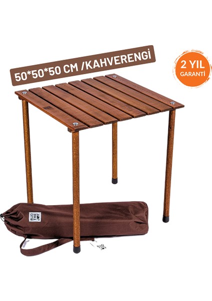 Ahşap Katlanır Kamp ve Piknik Masası Kahverengi 50X50X50CM