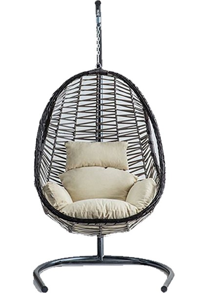 Cosmo Swing Salıncak, Kahve Rattan Krem Kumaş