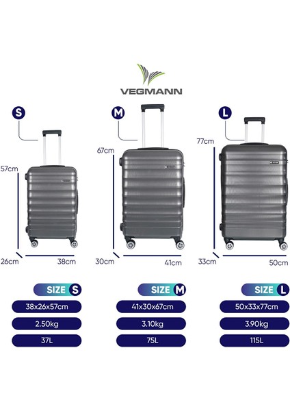 Delphin Seri Antrasit 3'lü Valiz Seti Antrasit fiyatları