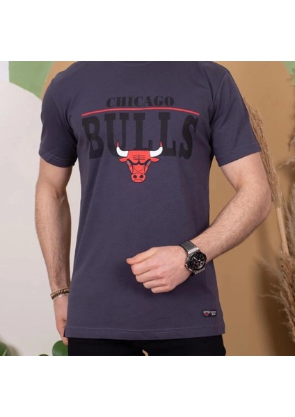 Erkek Kısa Kollu Chicago Bulls Baskılı Tişört