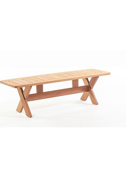 Focus 180X45 Iroko Ahşap Bank Mutfak Salon Bank Ağaç Sandalye