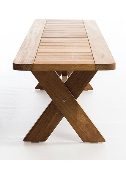 Focus 180X45 Iroko Ahşap Bank Mutfak Salon Bank Ağaç Sandalye