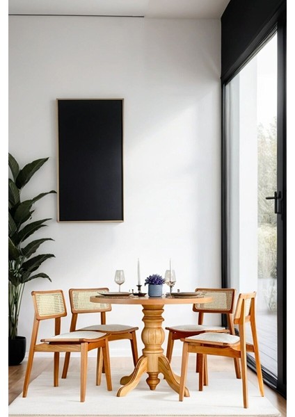 Serwood Natural Ahşap Masa Sandalye Takımı 90X90