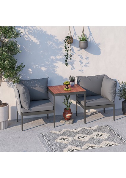 Mini Multi Lounge Bahçe&balkon Mobilyası Gri̇