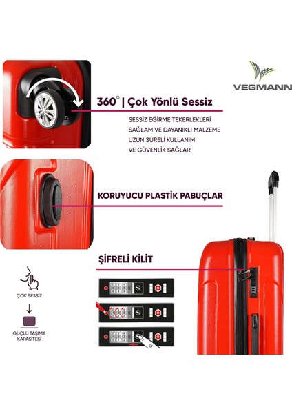 Vela Kırmızı Büyük Boy Valiz modelleri