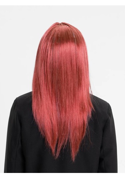 Kızıl Renk Düz Kesim Uzun Parti Peruğu Takma Saç