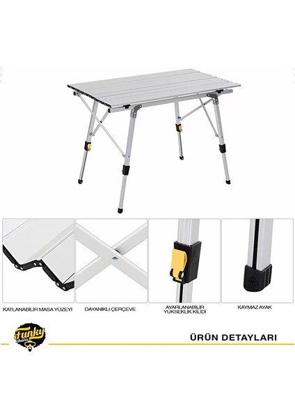 Funky Chairs Elite Xl Alüminyum Teleskopik Ayaklı Kamp Piknik Masası - Gri fırsatları