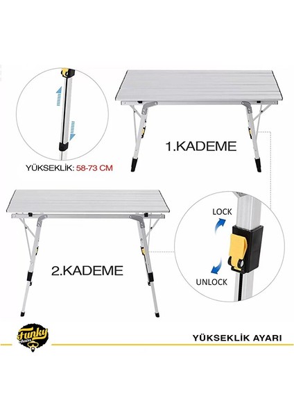 Funky Chairs Elite Xl Alüminyum Teleskopik Ayaklı Kamp Piknik Masası - Gri indirimleri
