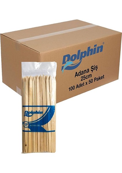 Bambu Ahşap Adana Çöp Şiş - 24 Cm. - 100 Lü 50 Paket / Koli