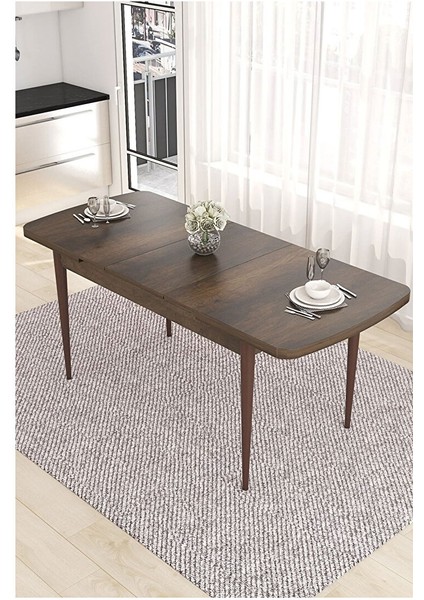 Are Serisi, Mdf 80X132 Açılabilir Barok Ahşap Desen Mutfak Masa Takımı, 4 Sandalye Gümüş Halkalı Lacivert fırsatları