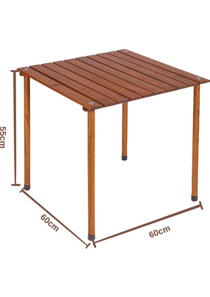 Ahşap Katlanır Masa Sandalye Seti Kahverengi Iskelet Bej Kılıf, 60X60X55 Masa indirimleri