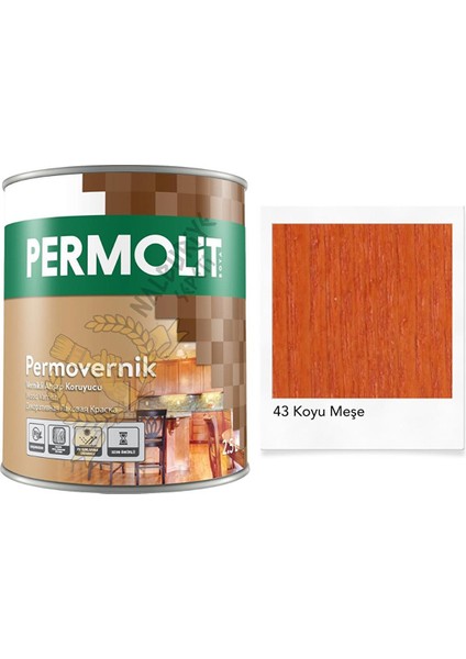 Vernikli Ahşap Koruyucu Boya Koyu Meşe 2.5 Lt. Koyu Meşe
