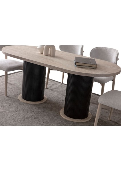 Traverten Oval 4 Sandalyeli Masa Takımı modelleri