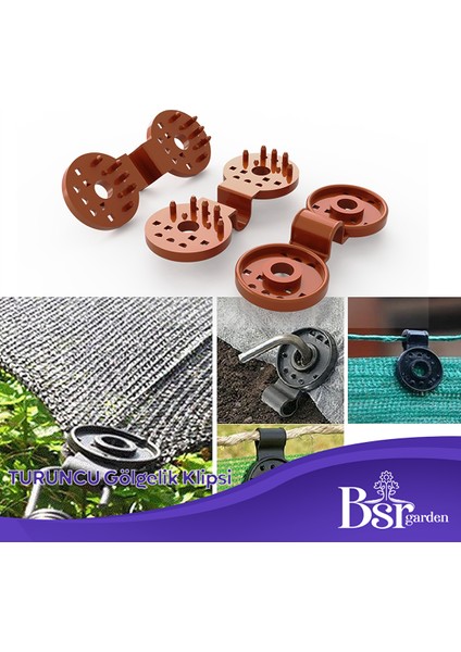 Gölgelik Klipsi 50 Adet Turuncu Uv Katkılı Bsr Garden fiyatları