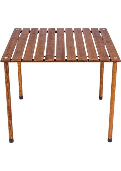 Ahşap Katlanır Masa Sandalye Seti Kahverengi Iskelet Turuncu Kılıf -70X70X55 Masa modelleri