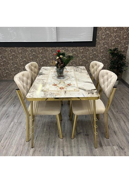 Akuamari̇n 80-120 Ck Gold Mutfak Masası Takımları , 4 Kişilik Mutfak Masası Takımı fiyatları