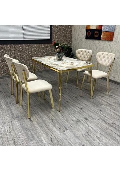 Akuamari̇n 80-120 Ck Gold Mutfak Masası Takımları , 4 Kişilik Mutfak Masası Takımı fırsatları