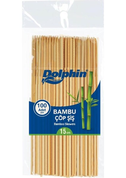 Dolphin Bambu Ahşap Çöp Şiş - Boy : 15 Cm. / En : 3mm - 100 Adetlik 1 Paket
