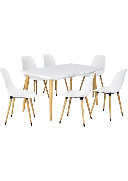Vilinze Eames Sandalye Avanos Ahşap Mdf Mutfak Masası Takımı - 80X140 cm