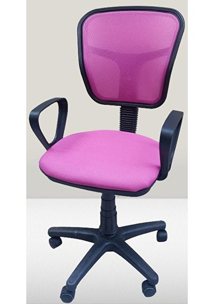Çalışma Koltuk 18204 Model Poliüretan Pembe Amortisörlü Ort Metal Gövde El Yapım