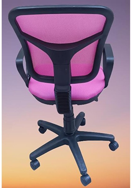 Çalışma Koltuk 18204 Model Poliüretan Pembe Amortisörlü Ort Metal Gövde El Yapım