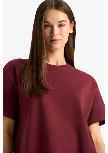 Oversize Geniş Kalıp Bisiklet Yaka Basic Düz Kısa Kollu Tişört modelleri