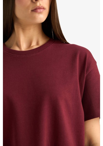 Oversize Geniş Kalıp Bisiklet Yaka Basic Düz Kısa Kollu Tişört fırsatları