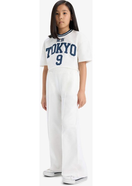 Kız Çocuk 2'li Takım Baskılı Kısa Kollu Tişört Beli Lastikli Eşofman Altı E6413A825AU fiyatları