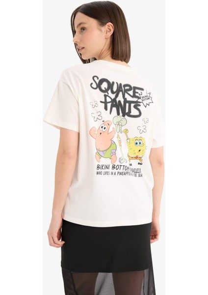 SpongeBob Oversize Geniş Kalıp Sırt Baskılı Kısa Kollu Tişört E9848AX25AU