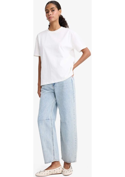 Regular Fit Bisiklet Yaka Basic Düz Premium Kısa Kollu Tişört F7105AX25AU fiyatları