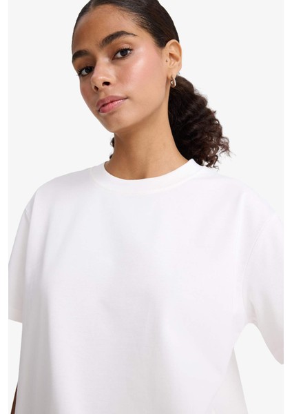 Regular Fit Bisiklet Yaka Basic Düz Premium Kısa Kollu Tişört F7105AX25AU fırsatları