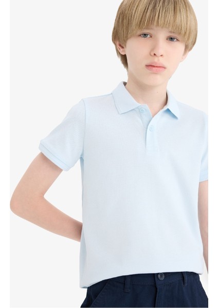 Erkek Çocuk Polo Yaka Basic Düz Pike Okul Tişörtü K1689A625AU
