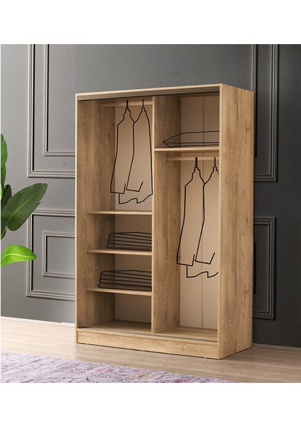 Venüs Sürgülü Gardırop 135 cm - Sonoma Ceviz-Beyaz fiyatları