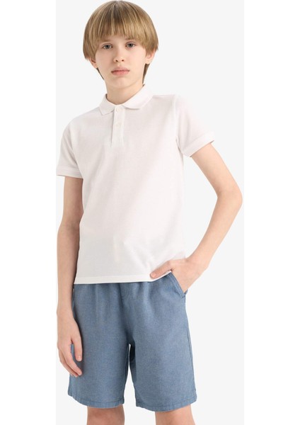 Erkek Çocuk Polo Yaka Basic Düz Pike Kısa Kollu Okul Tişörtü K1689A625AU