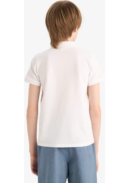 Erkek Çocuk Polo Yaka Basic Düz Pike Kısa Kollu Okul Tişörtü K1689A625AU