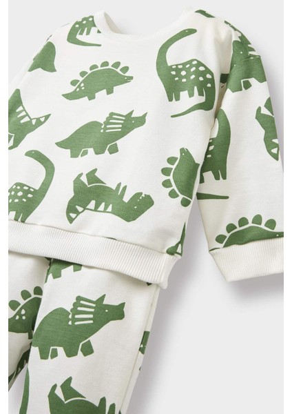 Erkek Bebek 2'li Takım Dinozor Baskılı Sweatshirt Eşofman Altı F0201A525AU modelleri