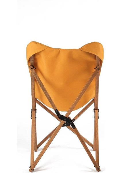 Ahşap Katlanır Masa Sandalye Seti Kahverengi Iskelet Hardal Kılıf -60X60X55 Masa