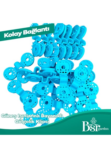 50 Adet Gölgelik Klipsi Mavi Uv Katkılı Bsr Garden
