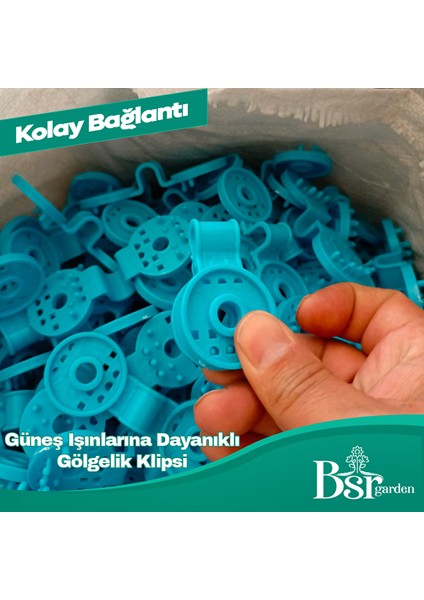 50 Adet Gölgelik Klipsi Mavi Uv Katkılı Bsr Garden fiyatları