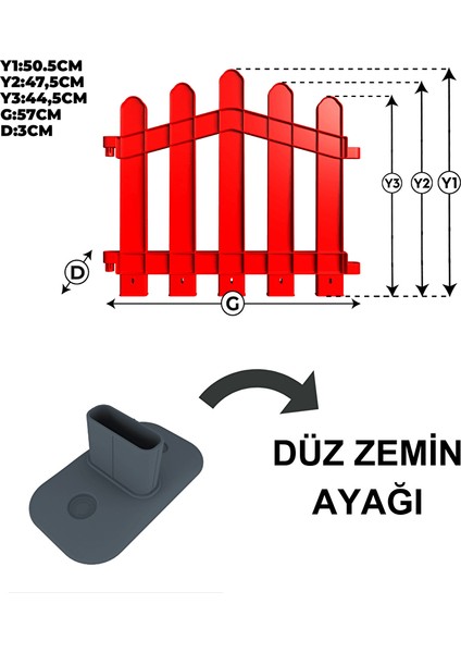 Dekoratif Plastik Alan Oluşturma ve Bahçe Çiti 10 Adet Çit (Y: 50 cm / G: 5.5 M) Sert Zemin Ayaklı - Kahverengi modelleri