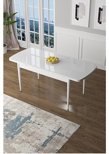Zen Serisi Beyaz Masa Mdf 80X132 Açılabilir Mutfak Masası Takımı, 2 Siyah 4 Zebra Desen Sandalye modelleri