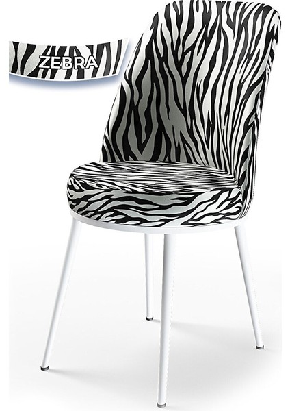 Zen Serisi Beyaz Masa Mdf 80X132 Açılabilir Mutfak Masası Takımı, 2 Siyah 4 Zebra Desen Sandalye fırsatları