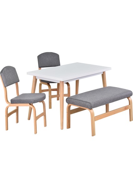 Vilinze Ege Sandalye ve Bank Avanos Ahşap Mdf Mutfak Masası Takımı - 70X120 cm