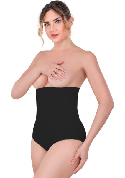 Özel Si̇yah Mi 2080 Yüksek Bel Çıtçıtlı Slip Korse Fırsat!!!