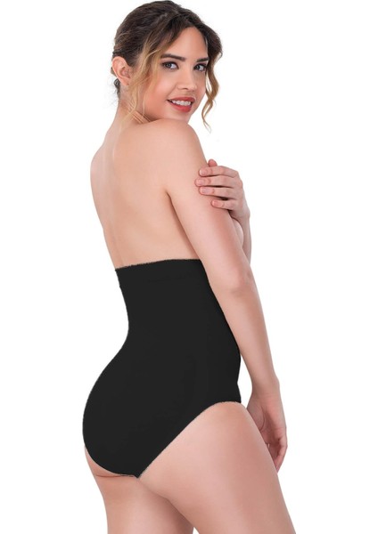 Özel Si̇yah Mi 2080 Yüksek Bel Çıtçıtlı Slip Korse Fırsat!!!