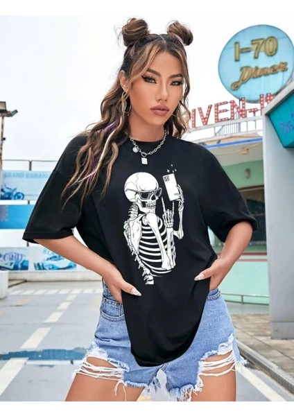 Baskılı T-Shirt - Siyah