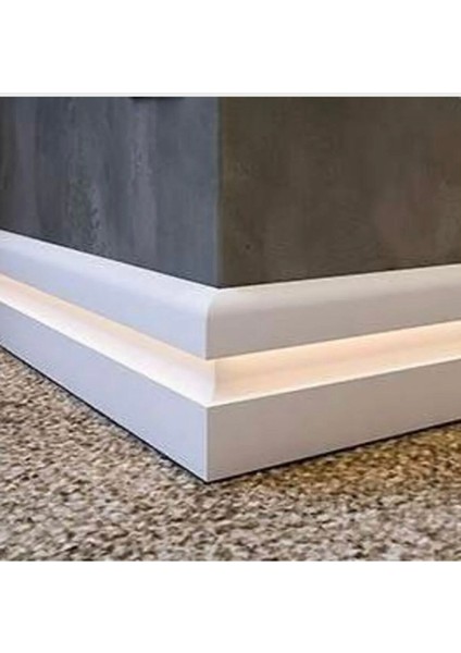 By Istanbul Yalı Serisi 25 mt Lake Beyaz LED Kanallı Süpürgelik 12CM Pvc Beyaz Ld 12 Beyaz
