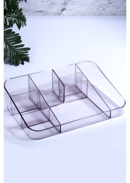 8 Bölmeli Füme Şeffaf Makyaj Organizeri, Şık ve Kullanışlı Depolama Çözümü fiyatları